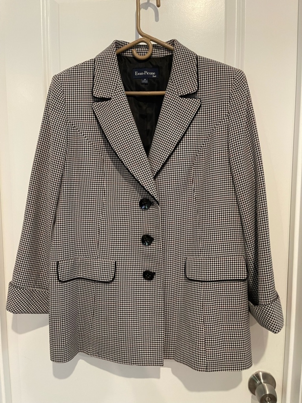 Evan Picone Black and White Mini Houndstooth Blazer